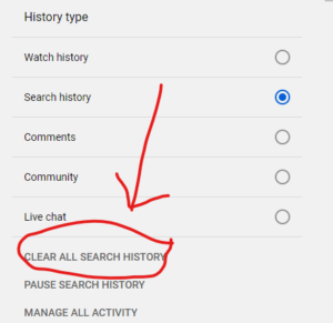 Clear search history