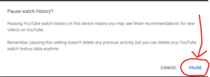 Pause YouTube Watch History