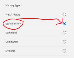 Select search history