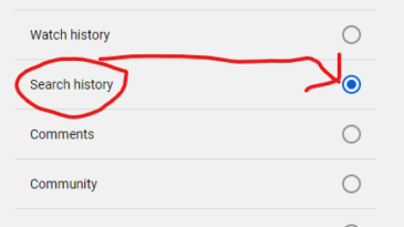 Delete YouTube search history